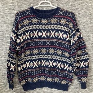 Honors Men’s  NavyBlue Print Knit 🧶 Sweater Long Sleeve